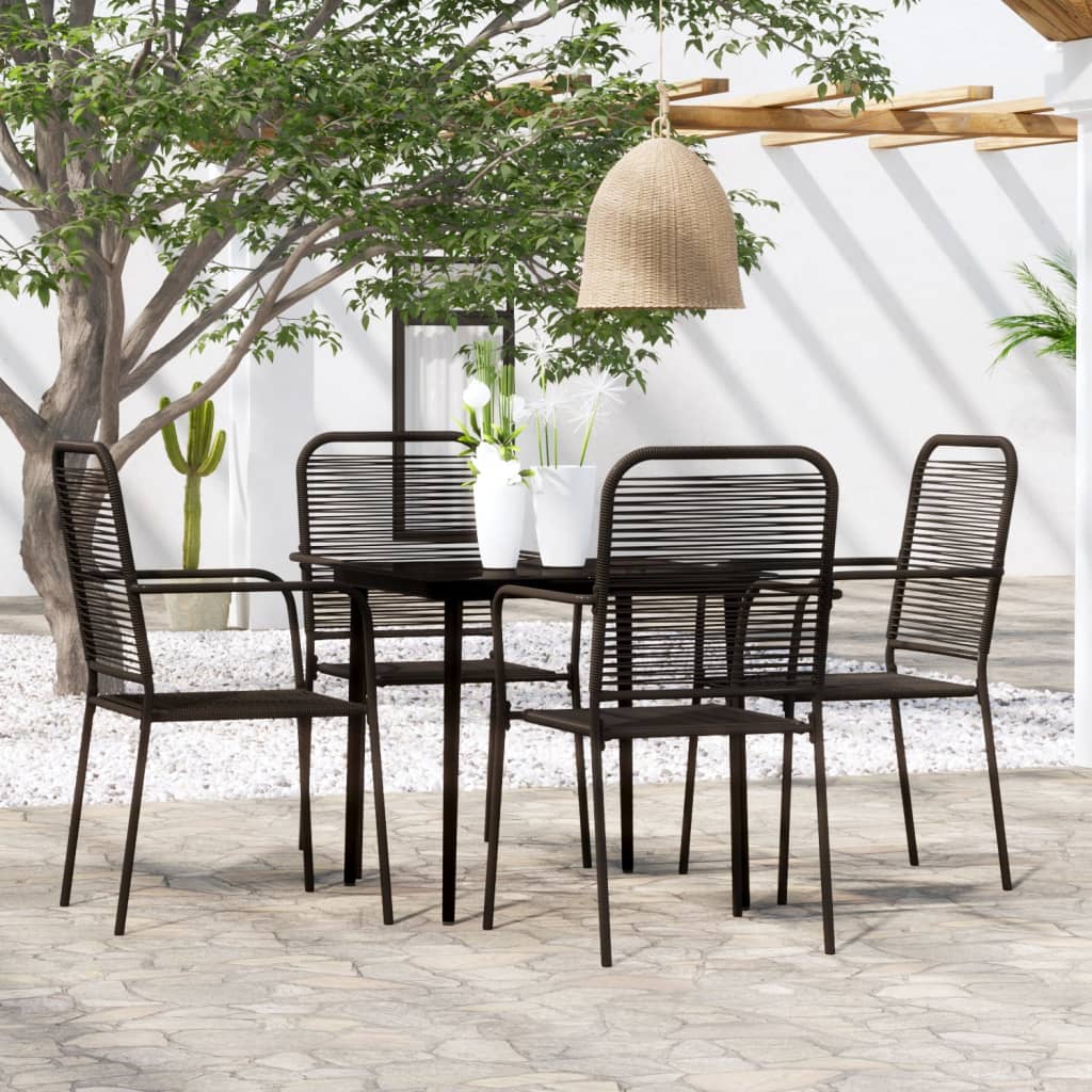 Set Mobili da Pranzo per Giardino 5 pz Nero | homemem39