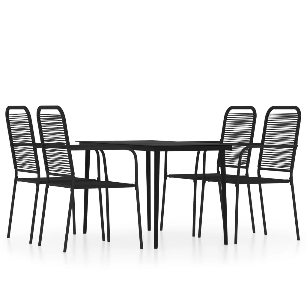 Set Mobili da Pranzo per Giardino 5 pz Nero | homemem39