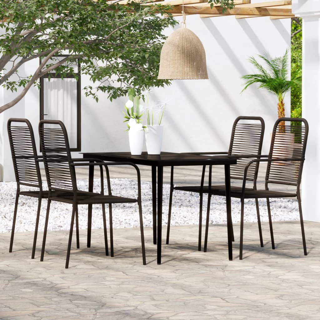 Set Mobili da Pranzo per Giardino 5 pz Nero | homemem39