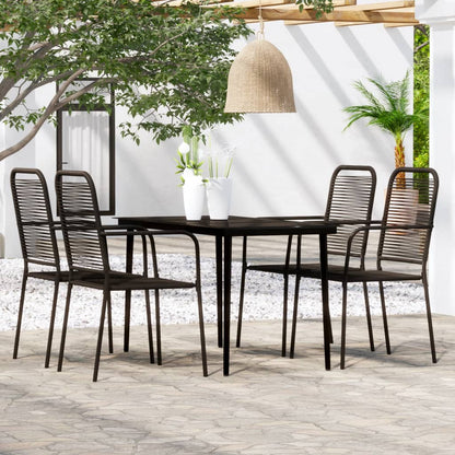 Set Mobili da Pranzo per Giardino 5 pz Nero | homemem39