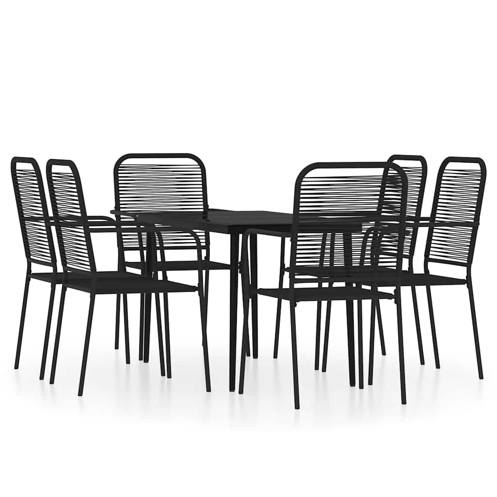 Set Mobili da Pranzo per Giardino 7 pz Nero | homemem39