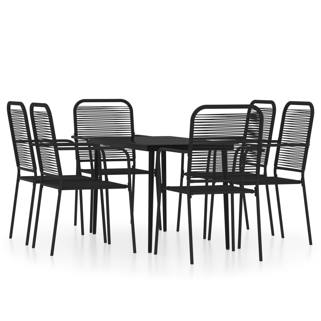 Set Mobili da Pranzo per Giardino 7 pz Nero - homemem39