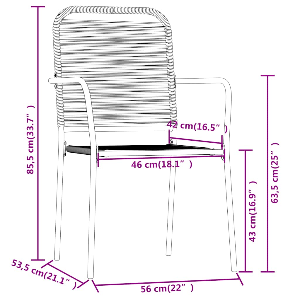 Set Mobili da Pranzo per Giardino 7 pz Nero | homemem39