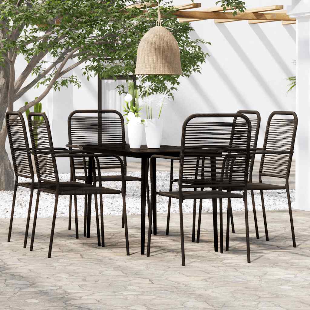 Set Mobili da Pranzo per Giardino 7 pz Nero | homemem39