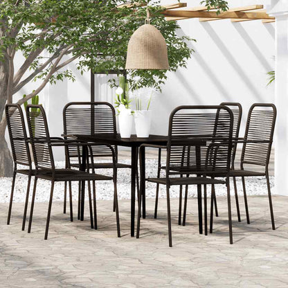 Set Mobili da Pranzo per Giardino 7 pz Nero | homemem39