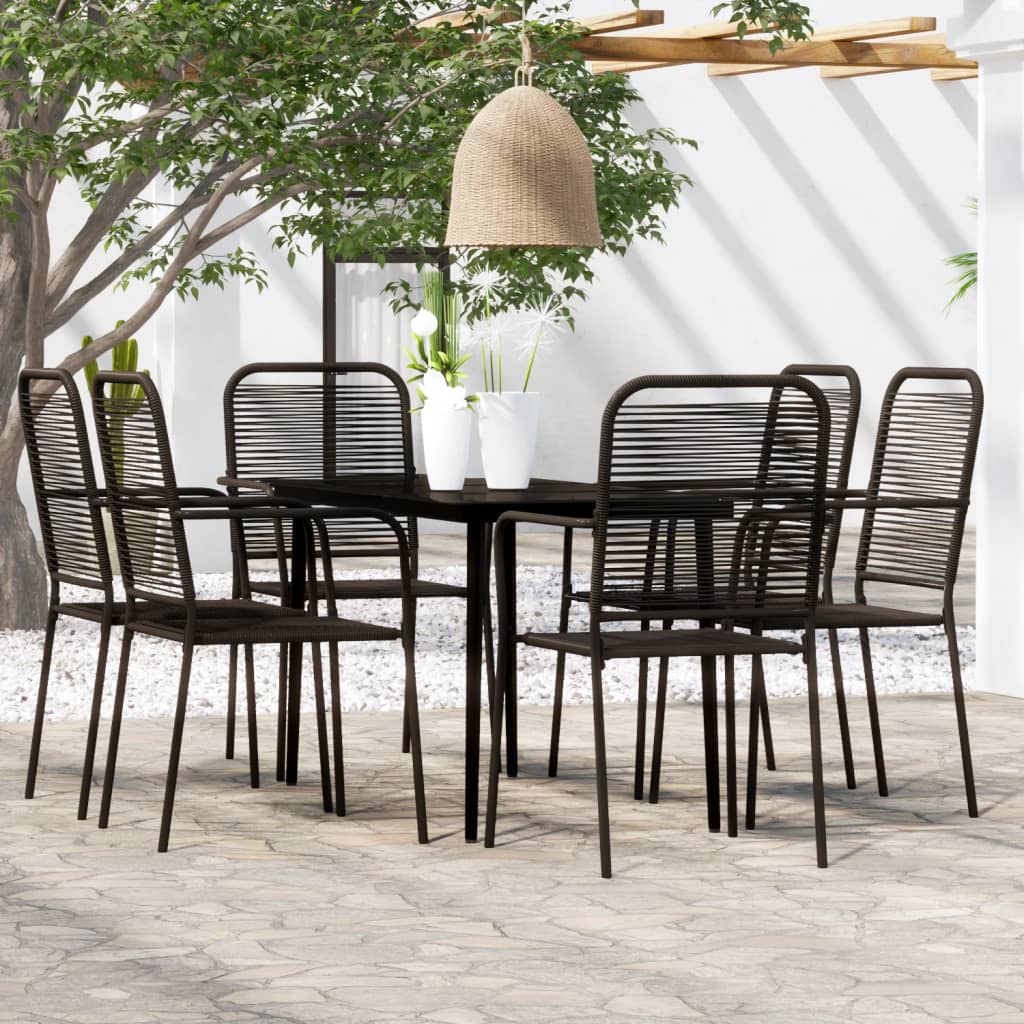 Set Mobili da Pranzo per Giardino 7 pz Nero - homemem39