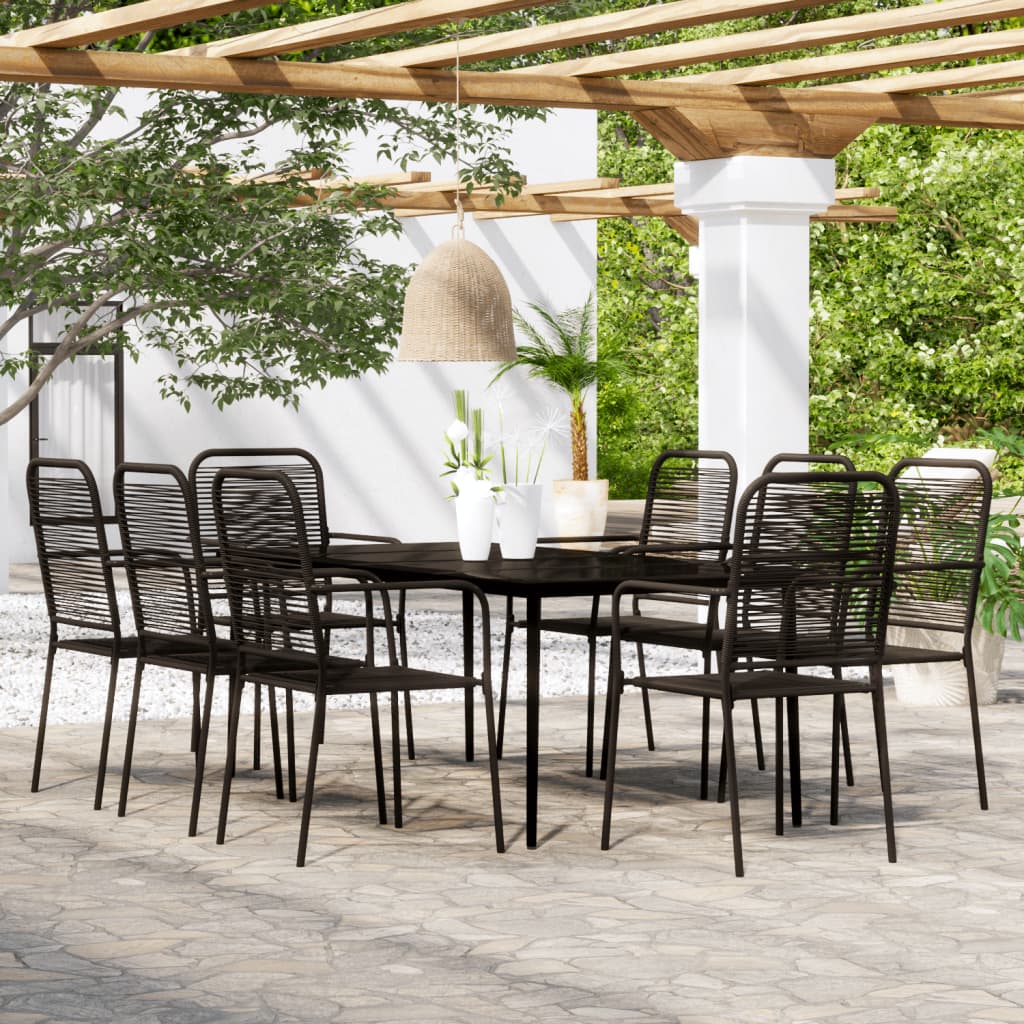 Set da Pranzo per Giardino 9 pz con Cuscini Nero - homemem39