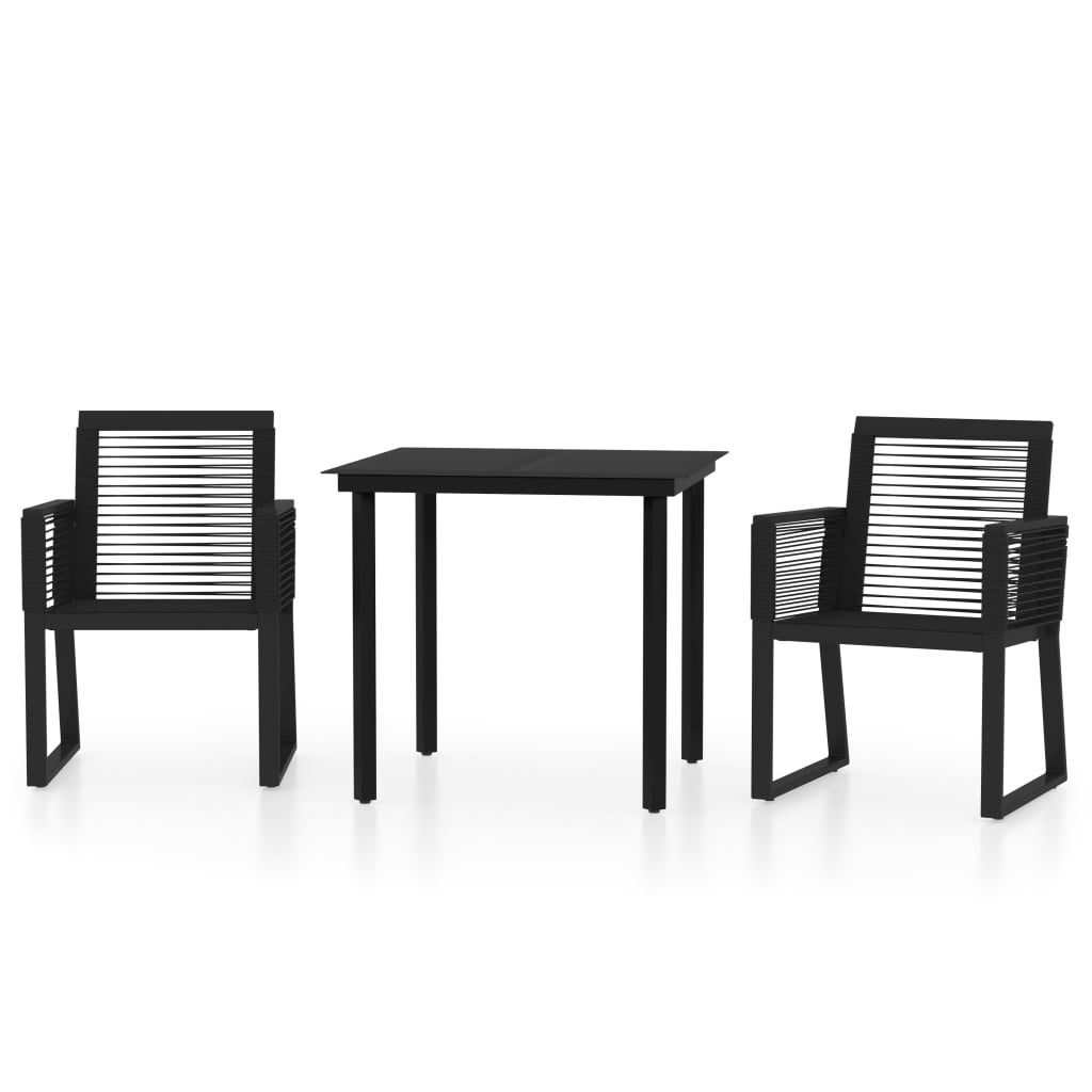 Set Mobili da Pranzo per Giardino 3 pz Nero | homemem39