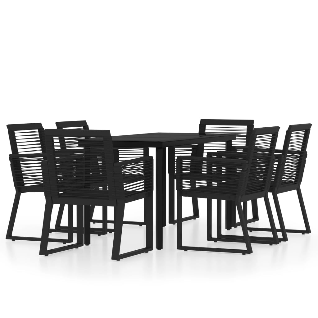 Set Mobili da Pranzo per Giardino 7 pz Nero - homemem39