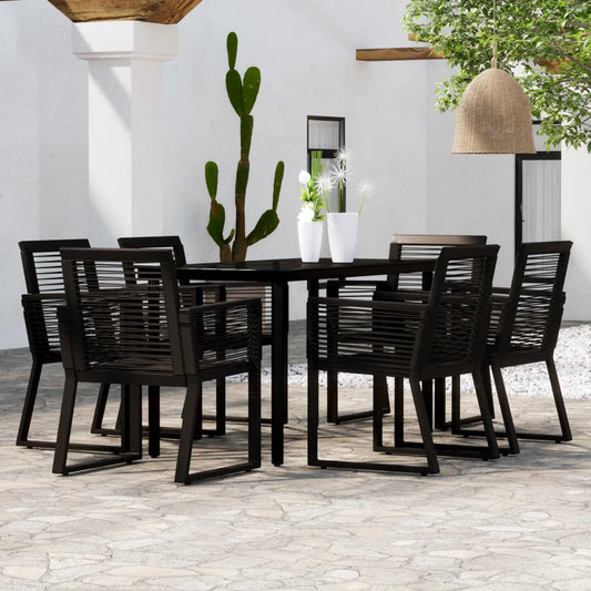 Set Mobili da Pranzo per Giardino 7 pz Nero - homemem39