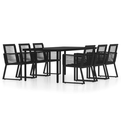 Set Mobili da Pranzo per Giardino 7 pz Nero | homemem39