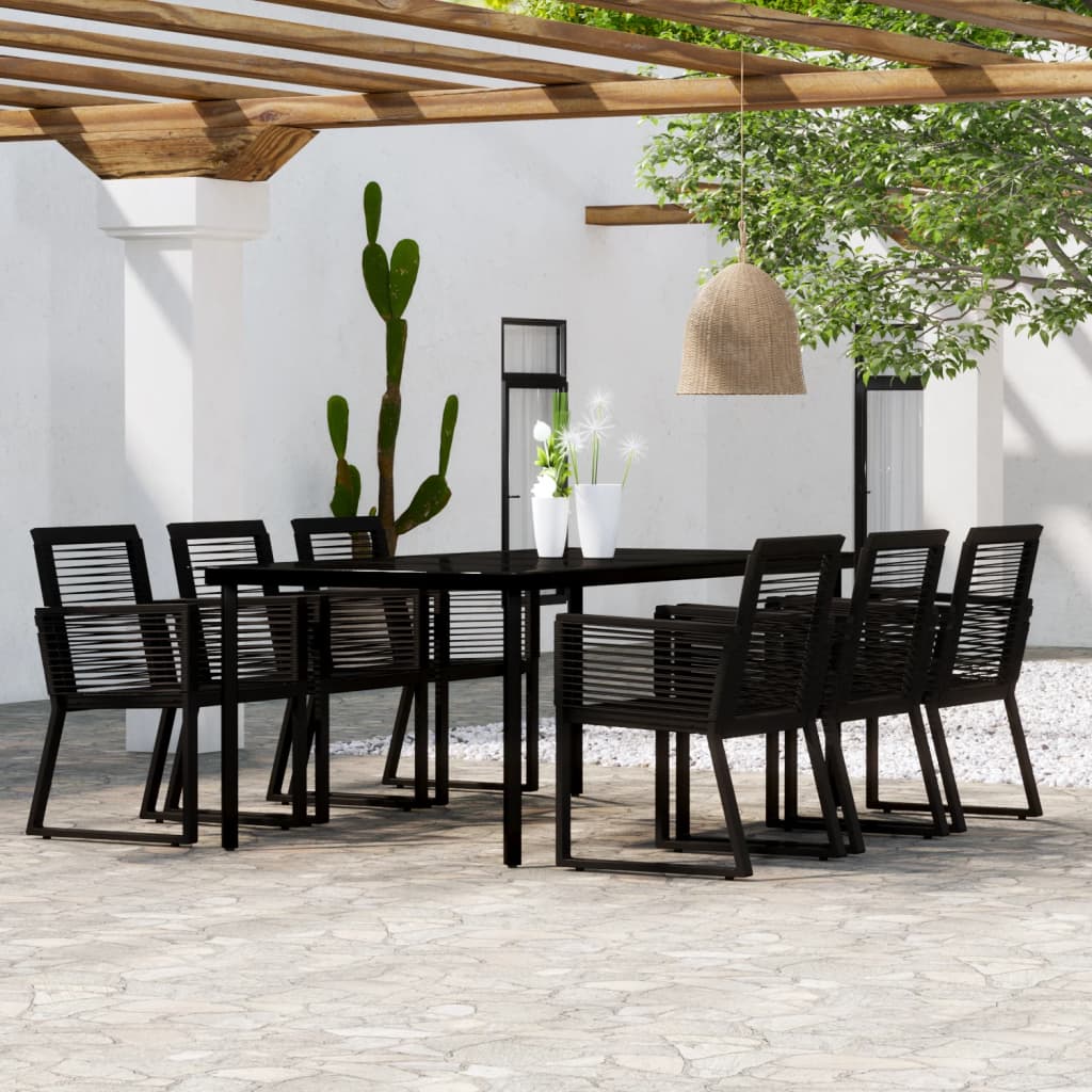 Set Mobili da Pranzo per Giardino 7 pz Nero | homemem39