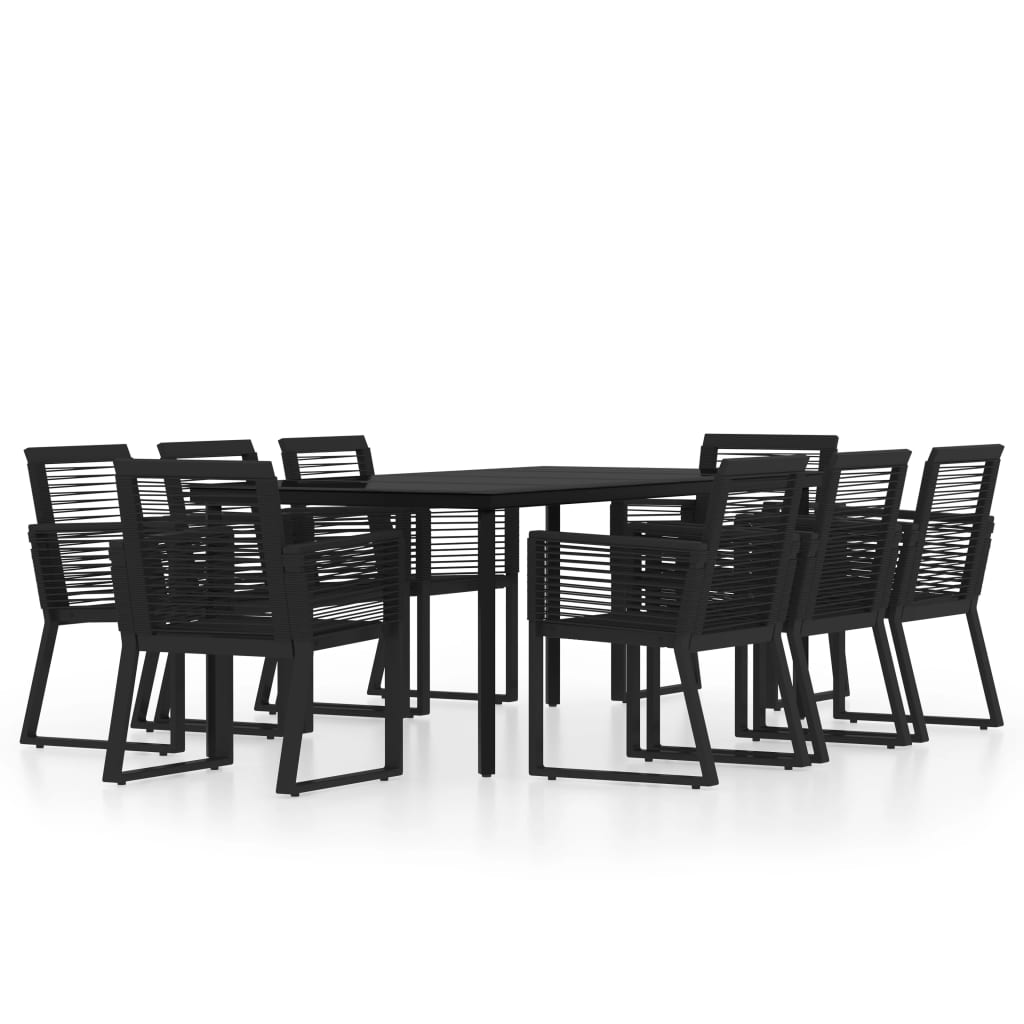 Set da Pranzo per Giardino 9 pz con Cuscini Nero | homemem39
