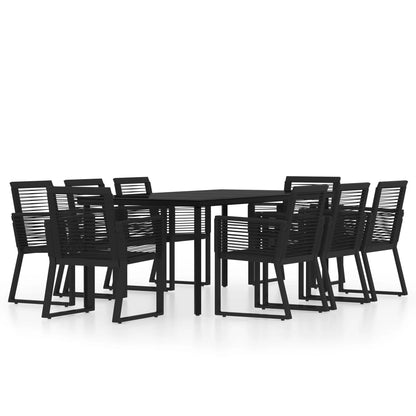 Set da Pranzo per Giardino 9 pz con Cuscini Nero - homemem39