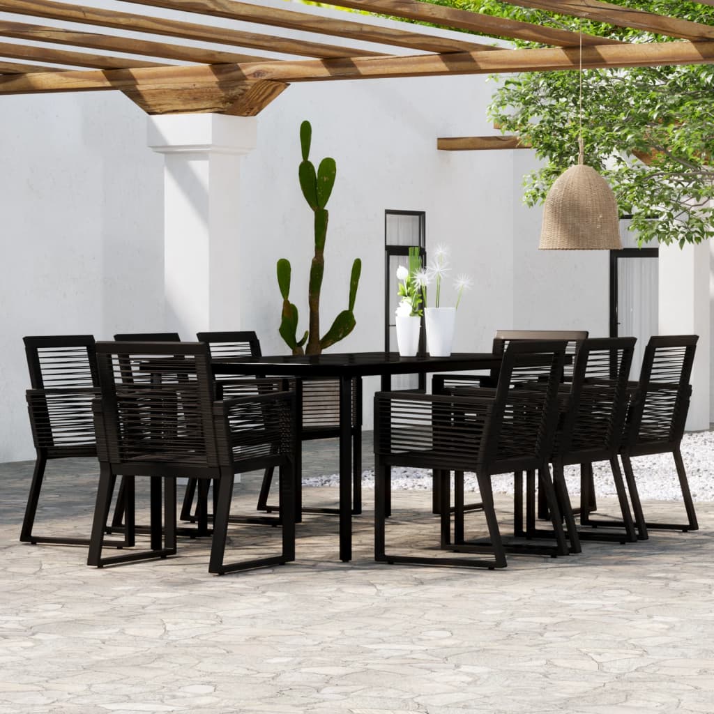 Set da Pranzo per Giardino 9 pz con Cuscini Nero - homemem39