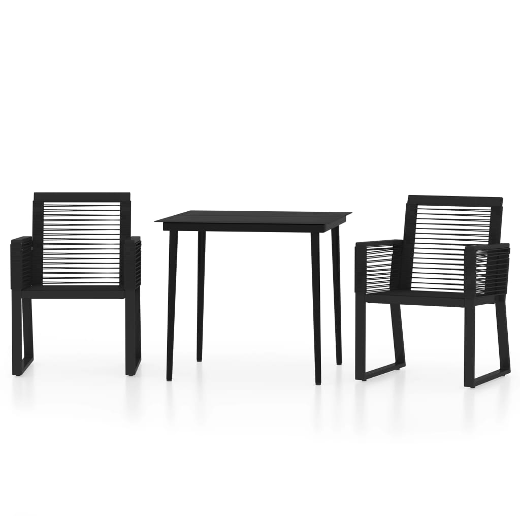 Set Mobili da Pranzo per Giardino 3 pz Nero | homemem39