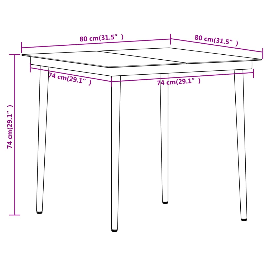 Set Mobili da Pranzo per Giardino 5 pz Nero | homemem39