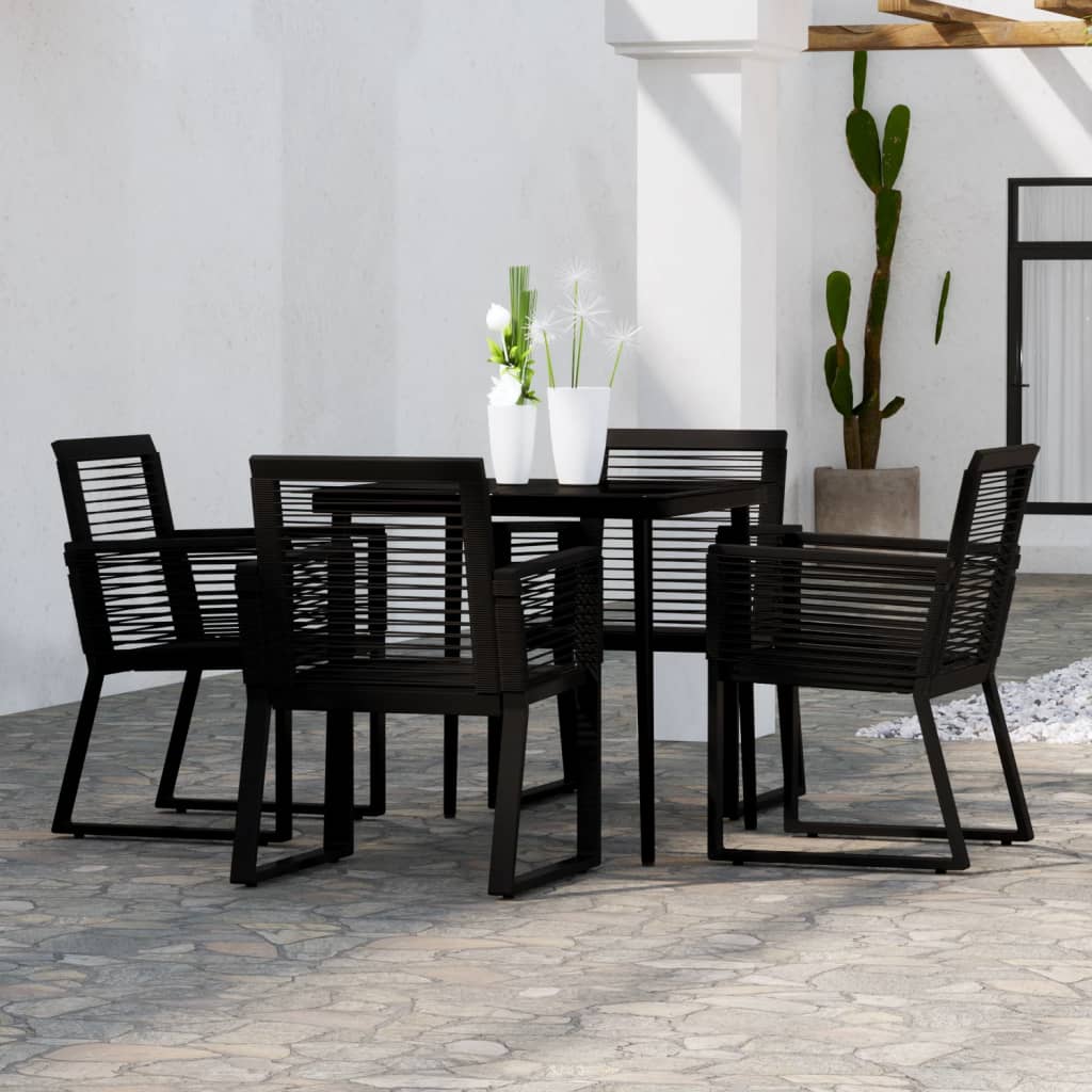 Set Mobili da Pranzo per Giardino 5 pz Nero | homemem39