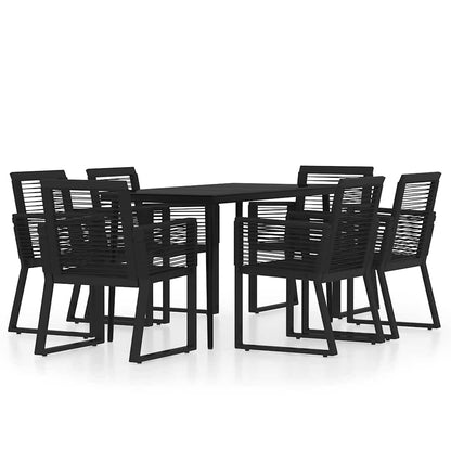Set Mobili da Pranzo per Giardino 7 pz Nero | homemem39