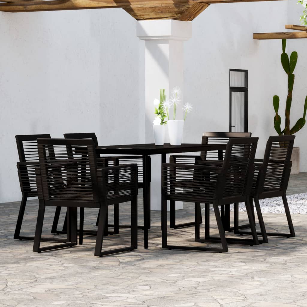 Set Mobili da Pranzo per Giardino 7 pz Nero | homemem39