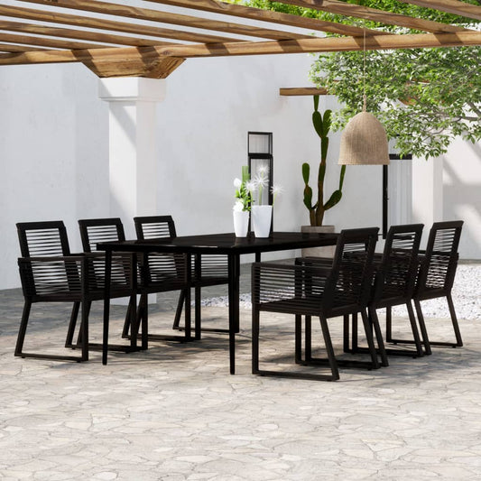 Set Mobili da Pranzo per Giardino 7 pz Nero - homemem39