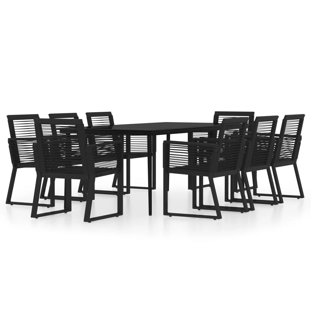 Set da Pranzo per Giardino 9 pz con Cuscini Nero | homemem39
