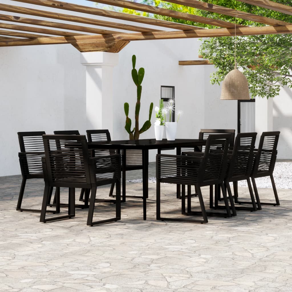 Set da Pranzo per Giardino 9 pz con Cuscini Nero - homemem39
