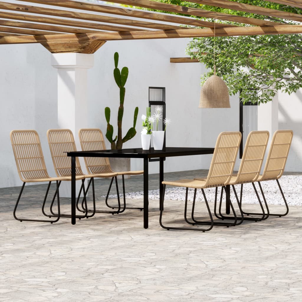 Set da Pranzo per Giardino 7 pz con Cuscini Rovere | homemem39