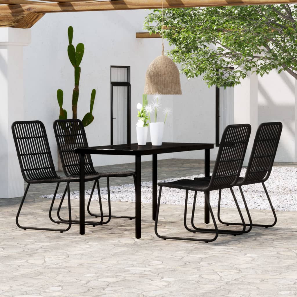 Set da Pranzo da Giardino 5 pz Nero | homemem39