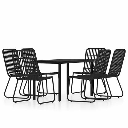 Set Mobili da Pranzo per Giardino 7 pz Nero | homemem39