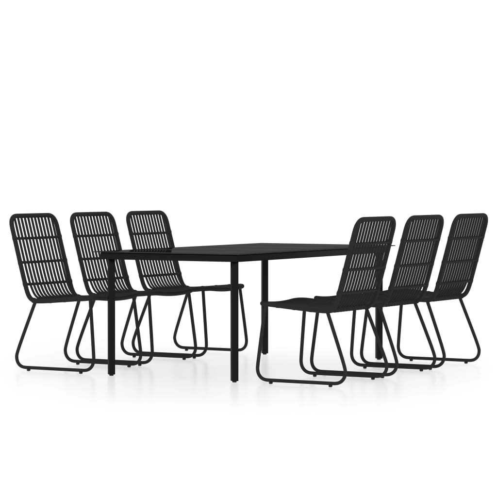 Set da Pranzo per Giardino 7 pz con Cuscini Nero | homemem39