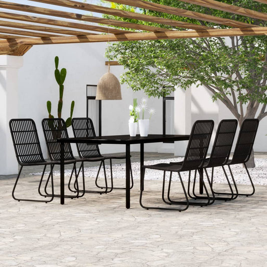 Set da Pranzo per Giardino 7 pz con Cuscini Nero - homemem39