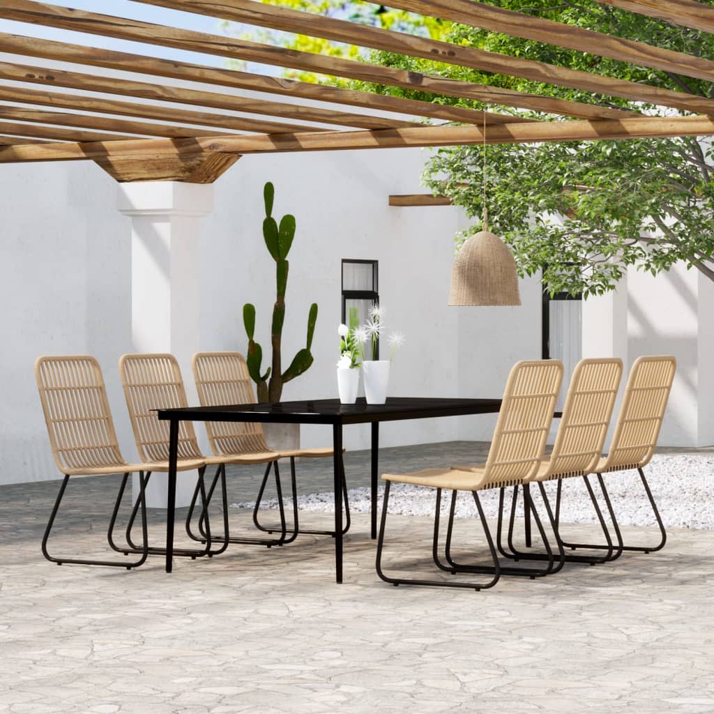 Set da Pranzo per Giardino 7 pz con Cuscini Rovere | homemem39