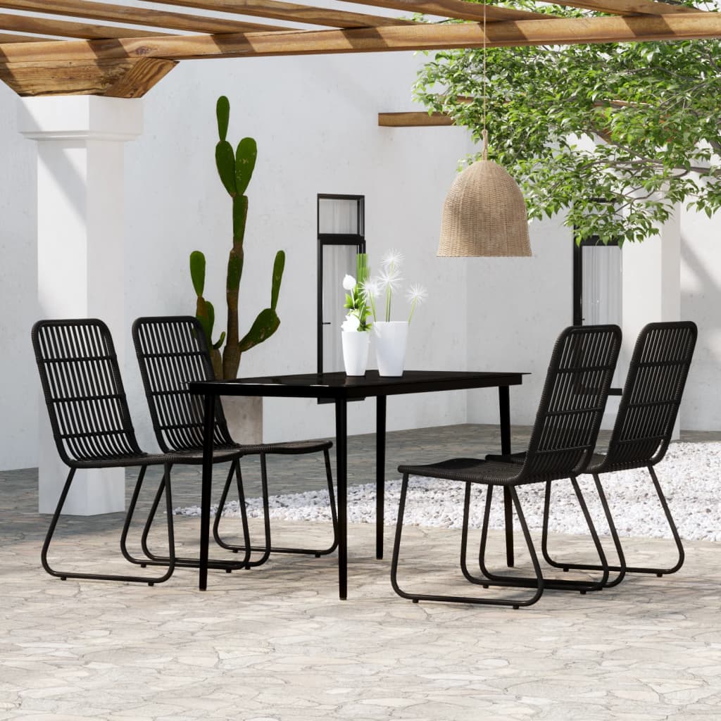 Set da Pranzo da Giardino 5 pz Nero - homemem39