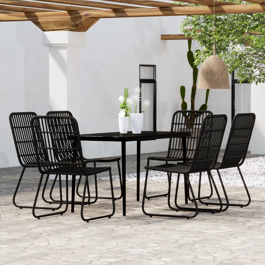 Set da Pranzo da Giardino 7 pz Nero - homemem39