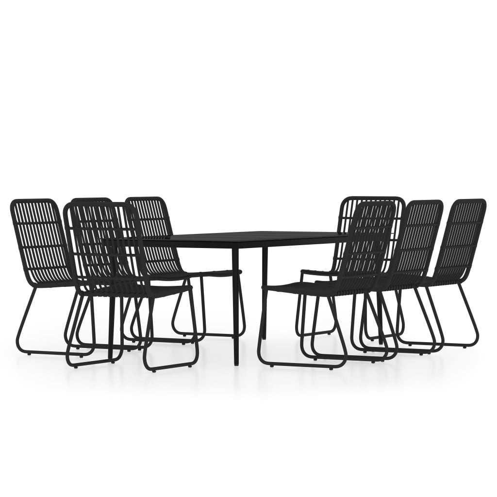 Set da Pranzo per Giardino 9 pz con Cuscini Nero | homemem39