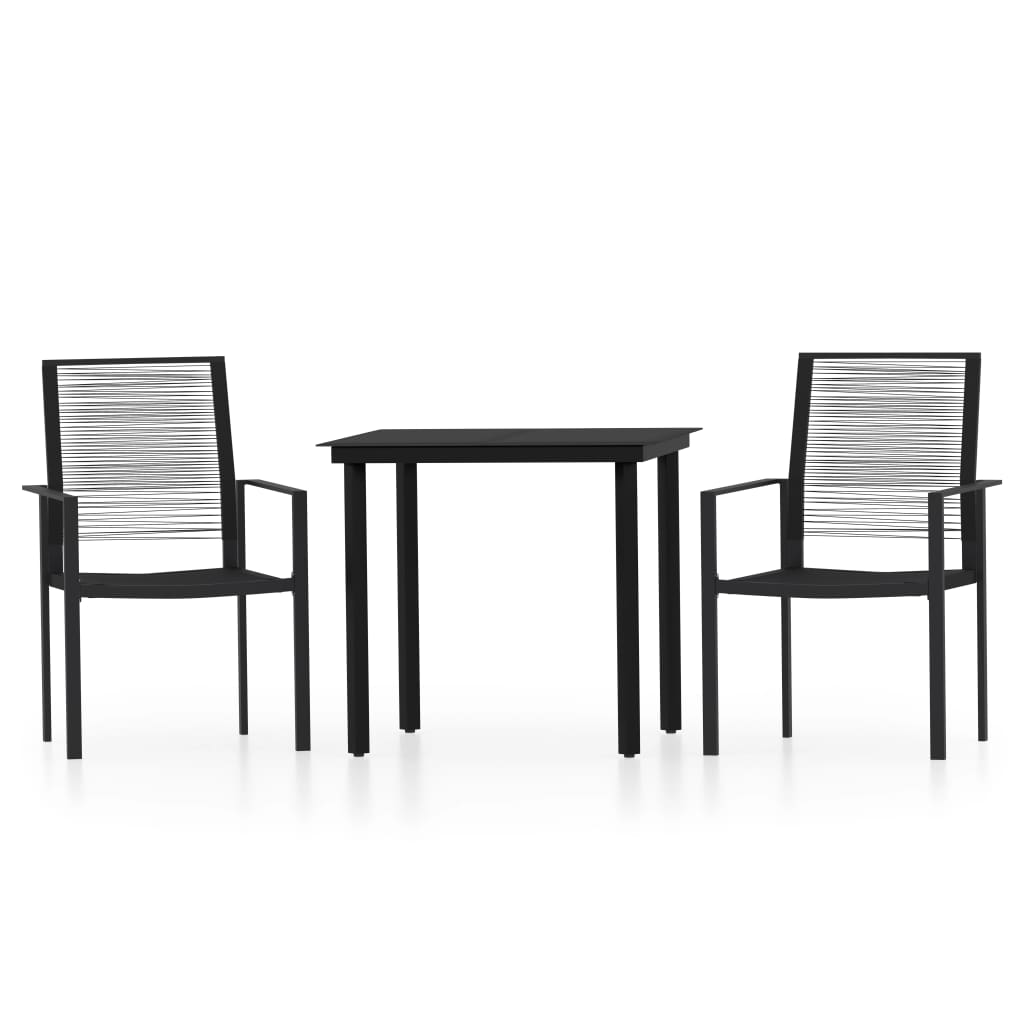 Set Mobili da Pranzo per Giardino 3 pz Nero | homemem39