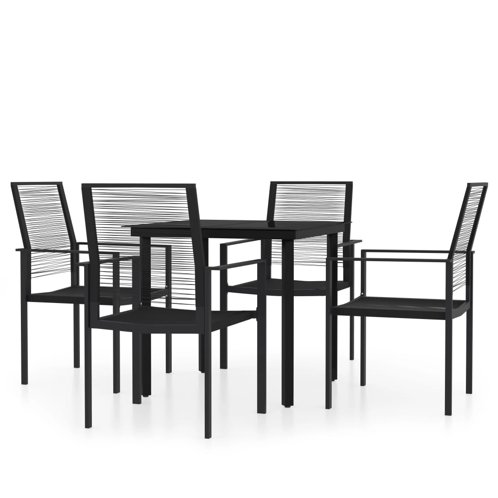 Set Mobili da Pranzo per Giardino 5 pz Nero | homemem39