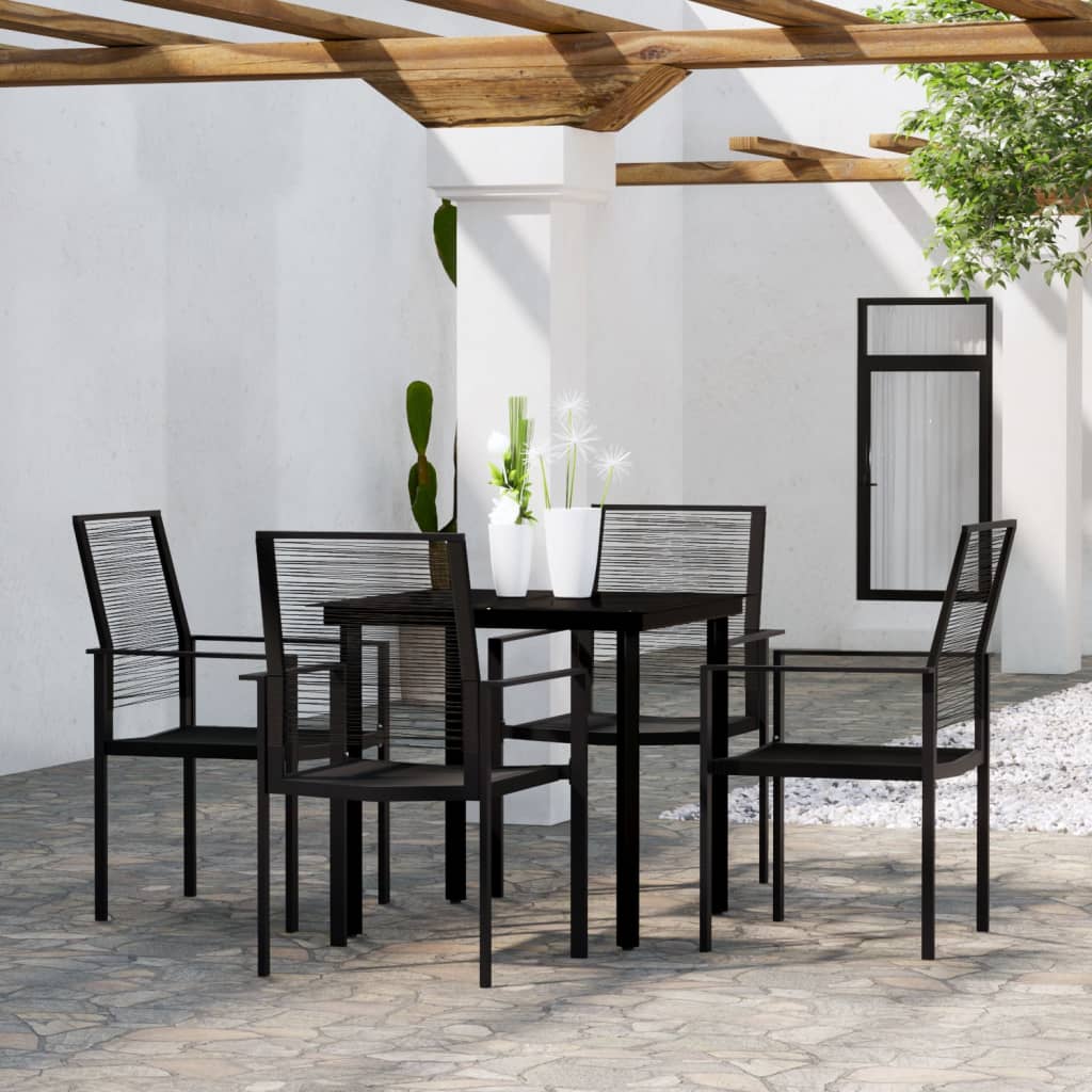 Set Mobili da Pranzo per Giardino 5 pz Nero | homemem39