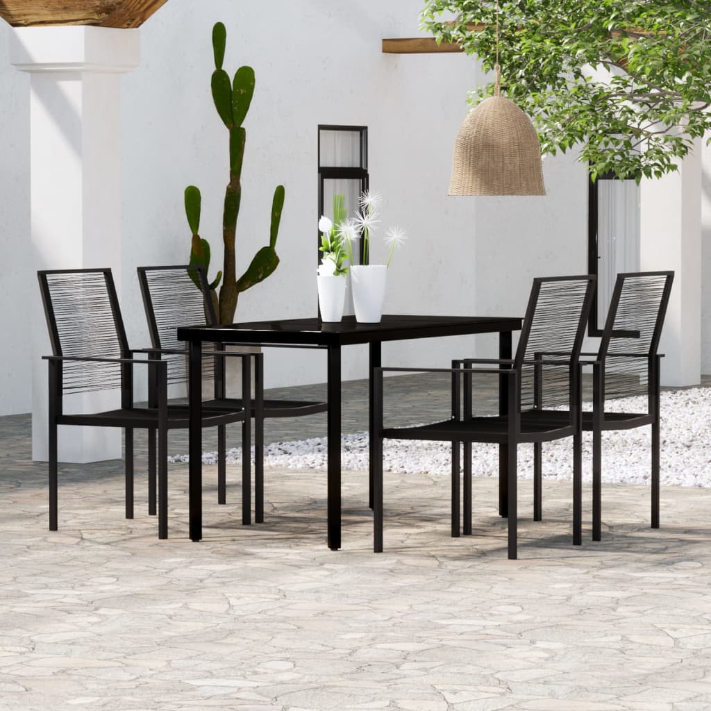 Set da Pranzo da Giardino 5 pz Nero | homemem39