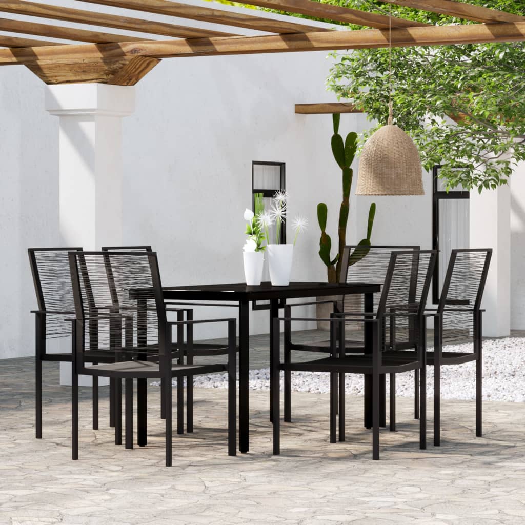 Set da Pranzo da Giardino 7 pz Nero - homemem39