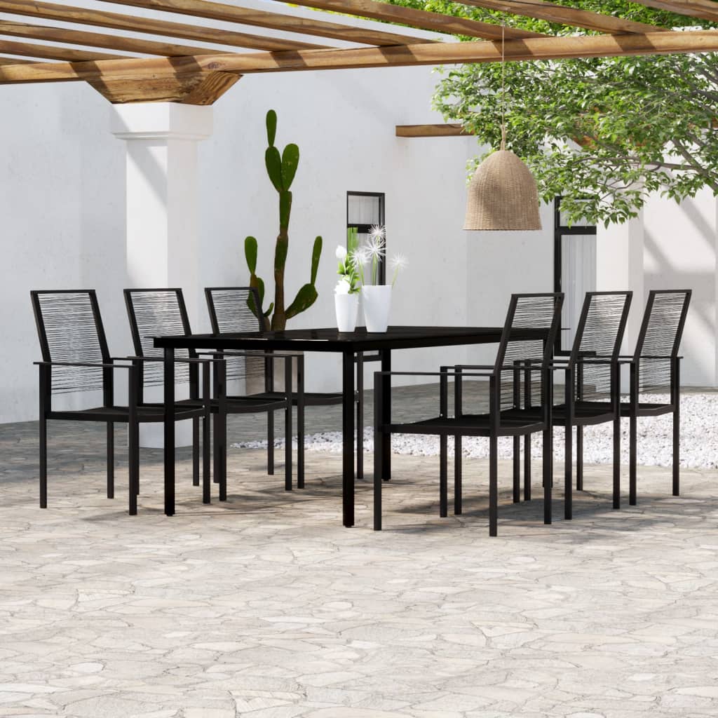Set Mobili da Pranzo da Giardino 7 pz Nero | homemem39