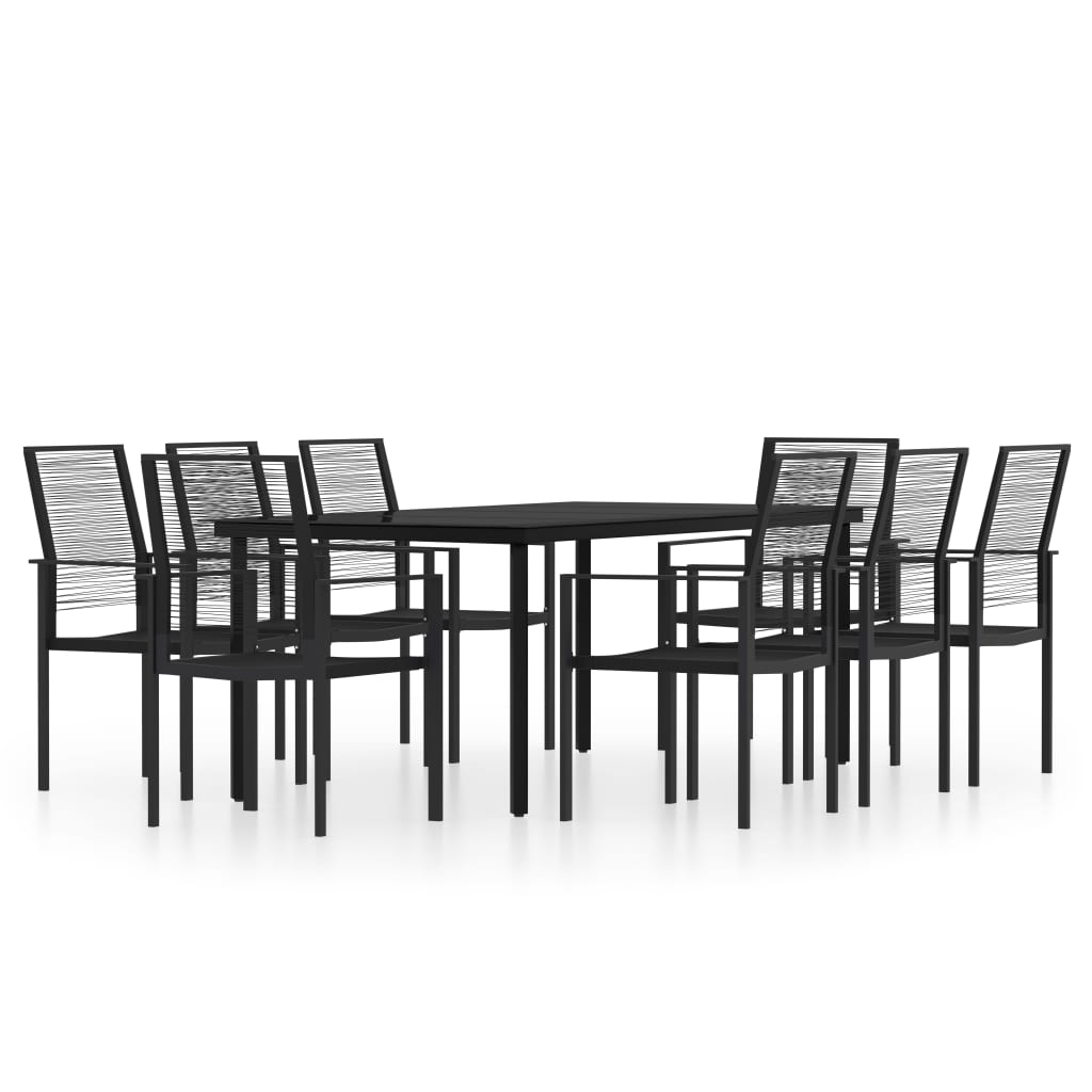 Set Mobili da Pranzo da Giardino 9 pz con Cuscini Nero | homemem39