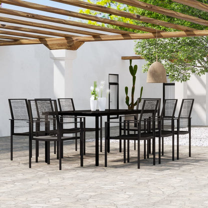 Set Mobili da Pranzo da Giardino 9 pz con Cuscini Nero | homemem39