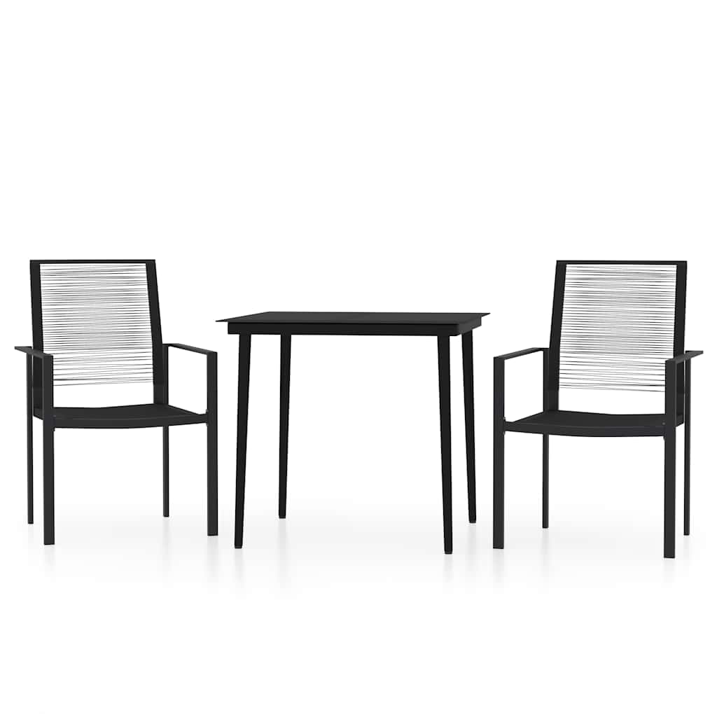 Set Mobili da Pranzo per Giardino 3 pz Nero | homemem39