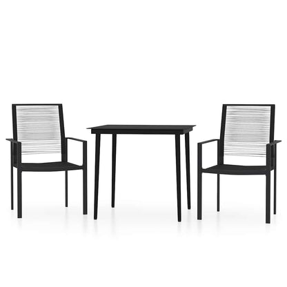 Set Mobili da Pranzo per Giardino 3 pz Nero | homemem39