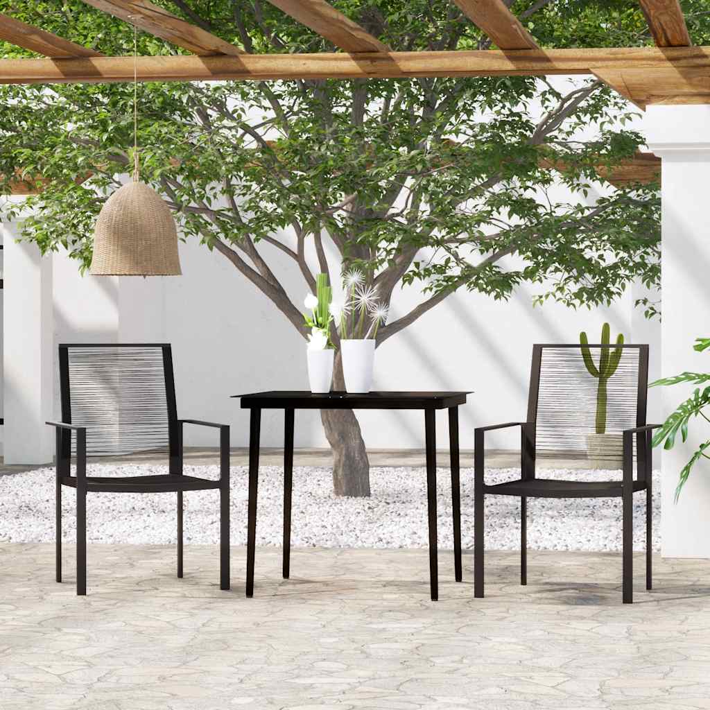 Set Mobili da Pranzo per Giardino 3 pz Nero | homemem39
