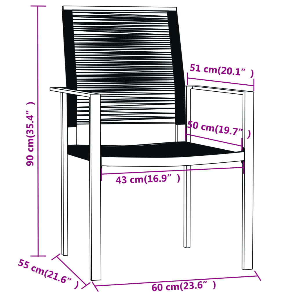 Set da Pranzo da Giardino 5 pz Nero | homemem39