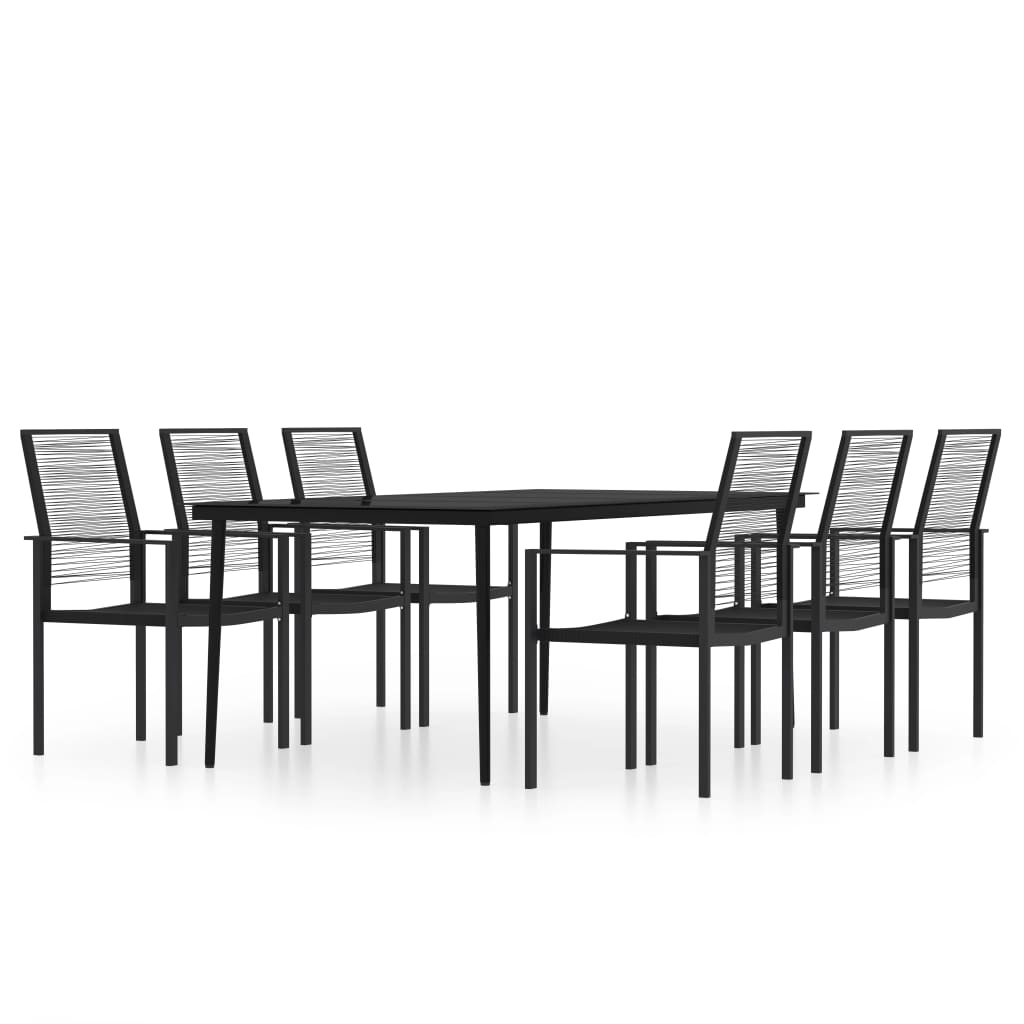 Set Mobili da Pranzo da Giardino 7 pz Nero - homemem39