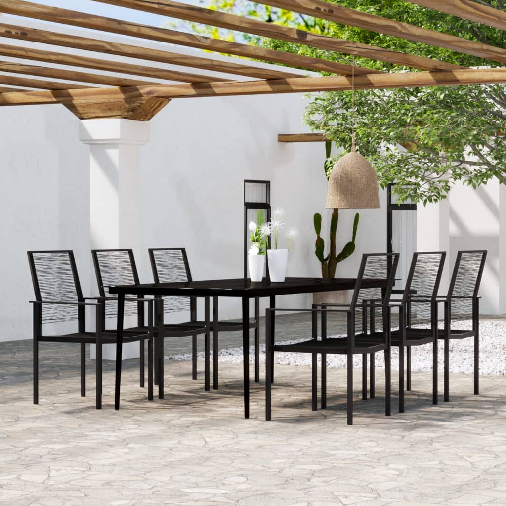 Set Mobili da Pranzo da Giardino 7 pz Nero - homemem39